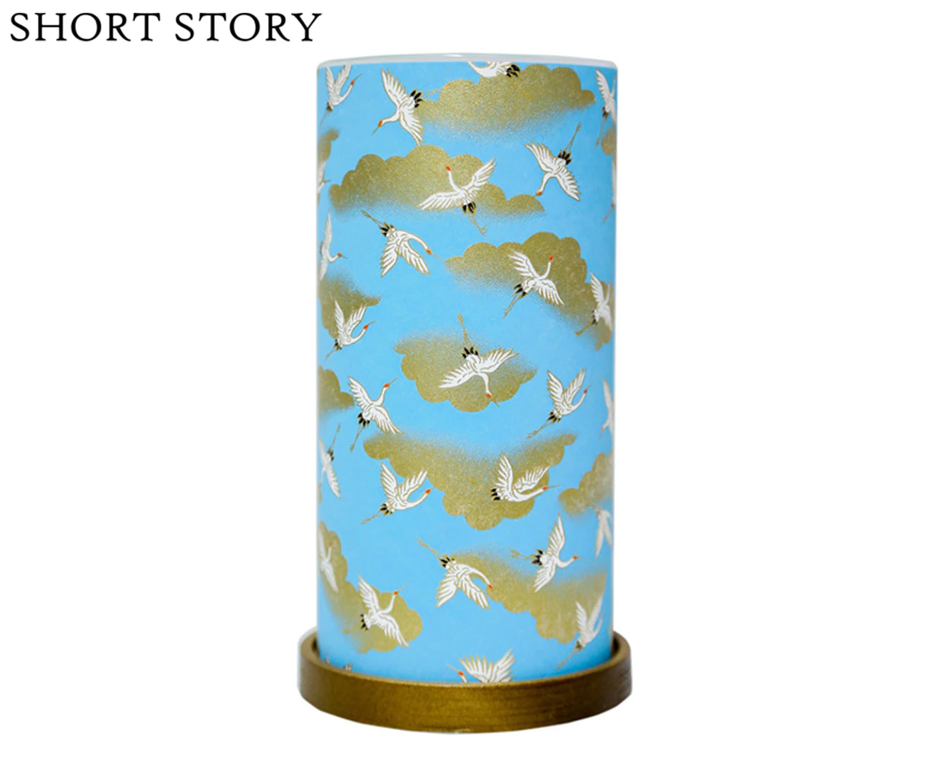 Short Story Big Glass Lantern - Crane Blue