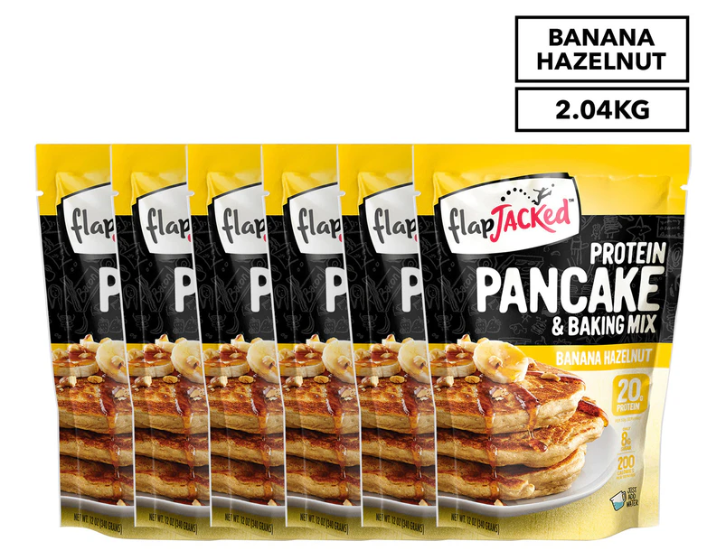 6 x FlapJacked Protein Pancake & Baking Mix Banana Hazelnut 340g