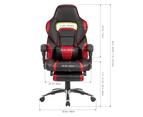 LANGRIA Ergonomic High-Back Faux Leather Racing Style Reclining Computer Gaming Executive Office Chair with Padded Footrest(AU Stock)-Black and Red