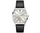 GUESS Men's 42mm Regent Leather Watch - Silver/Black