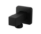 Laundry Square 1/4 Turn Washing Machine Stop Tap Wall Mounted Solid Brass Black