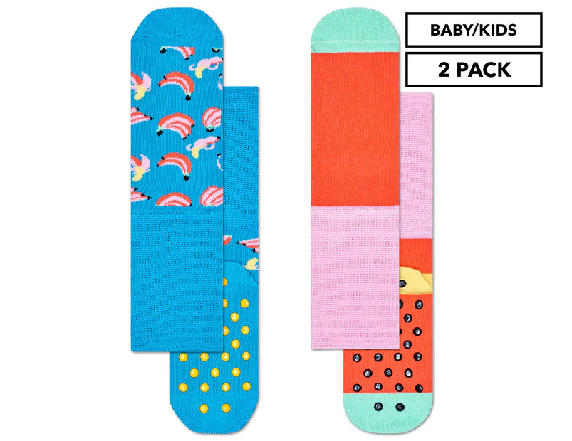 Happy Socks Kids' Banana Anti-Slip Socks 2-Pack - Multi