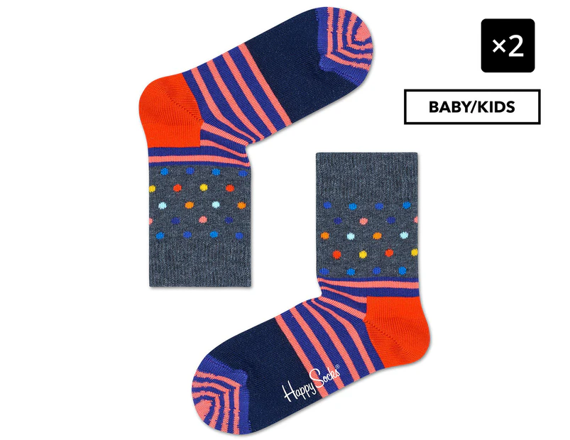 2 x Happy Socks Kids' Stripe & Dot Socks - Multi