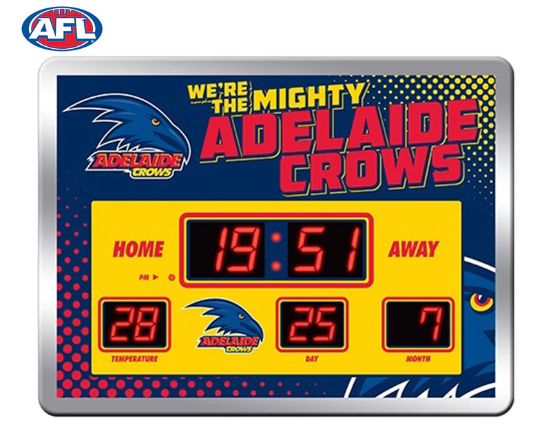 AFL Adelaide Crows Glass Scoreboard LED Clock