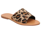 Siren Women's Flat Leather Taz Sandal - Leopard
