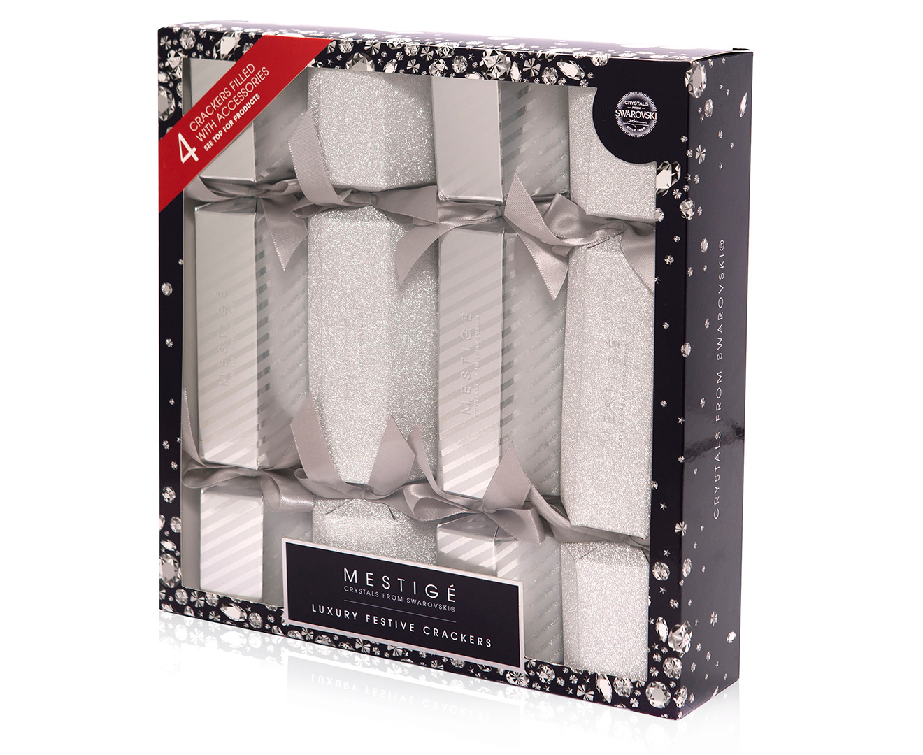 Mestige Luxury Christmas Crackers w/ Swarovski® Crystals 4Pack