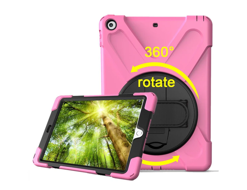 For iPad 2018,2017 9.7-inch Pink Hand-strap Armour Case