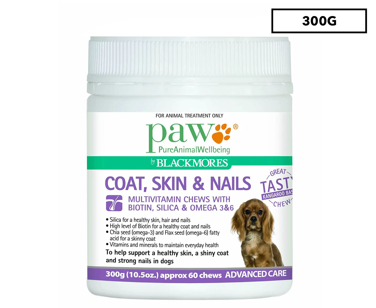 Blackmores PAW Coat, Skin & Nails Multivitamin Kangaroo Chews For Dogs 300g