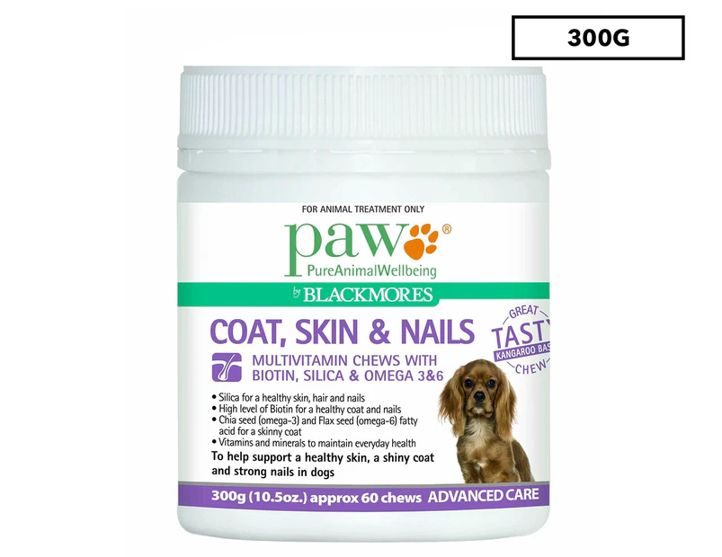 Blackmores PAW Coat, Skin & Nails Multivitamin Kangaroo Chews For Dogs 300g
