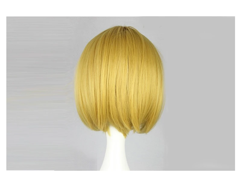 Womens Short 30cm Straight Synthetic BOB Wigs w Side Bangs Cosplay Costume Party - Blonde