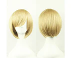 Womens Short 30cm Straight Synthetic BOB Wigs w Side Bangs Cosplay Costume Party - Light Blonde