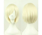 Womens Short 30cm Straight Synthetic BOB Wigs w Side Bangs Cosplay Costume Party - Beige