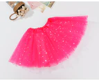 Sequin Tulle Tutu Skirt Ballet Kids Princess Dressup Party Baby Girls Dance Wear - Rose