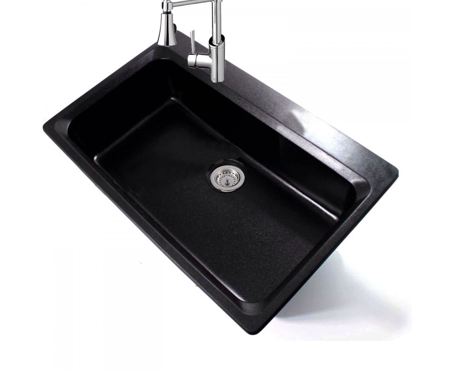 kasa black pearl caesar stone double bowl kitchen sink