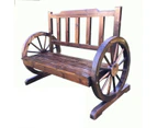 KASA Fir Wood Park Wheel Bench 2 Seater Wooden BBQ Deck