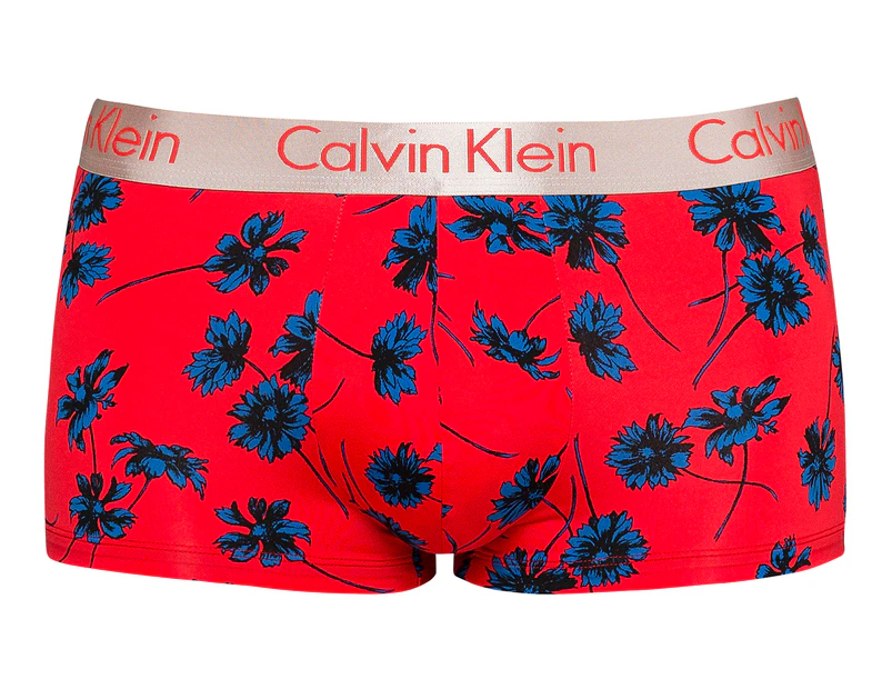Calvin Klein Men's Floral Low Rise Trunks - Red Print