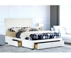 Istyle Sephora Queen Drawer Storage Bed Frame Pu Leather White 1