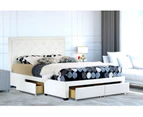 Istyle Sephora Queen Drawer Storage Bed Frame Pu Leather White