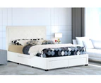 Istyle Sephora Queen Drawer Storage Bed Frame Pu Leather White