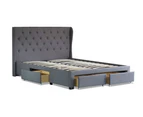 Istyle Wimbledon King Drawer Storage Bed Frame Fabric Grey