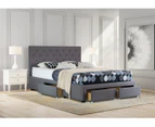 Istyle Chester Double Drawer Storage Bed Frame Fabric Grey