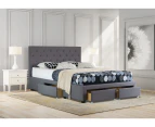 Istyle Chester Queen Drawer Storage Bed Frame Fabric Grey