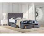 Istyle Chester King Drawer Storage Bed Frame Fabric Grey