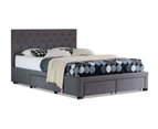 Istyle Chester King Drawer Storage Bed Frame Fabric Grey