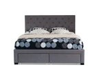 Istyle Chester Double Drawer Storage Bed Frame Fabric Grey