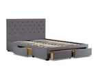 Istyle Chester Double Drawer Storage Bed Frame Fabric Grey