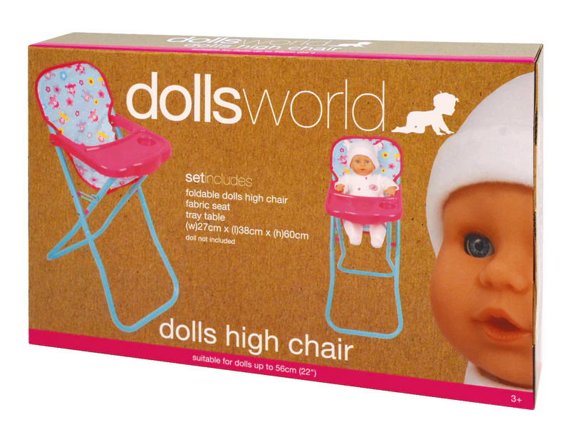 Dolls World Deluxe High Chair - Light Pink/Blue