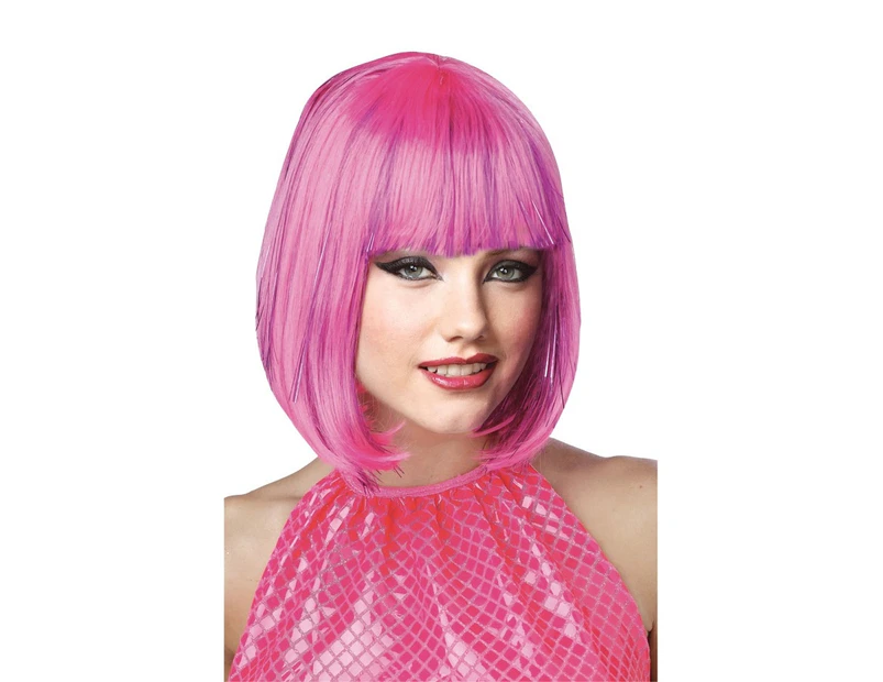 1920s Flapper Shimmering Bob Wig With Bangs Pink