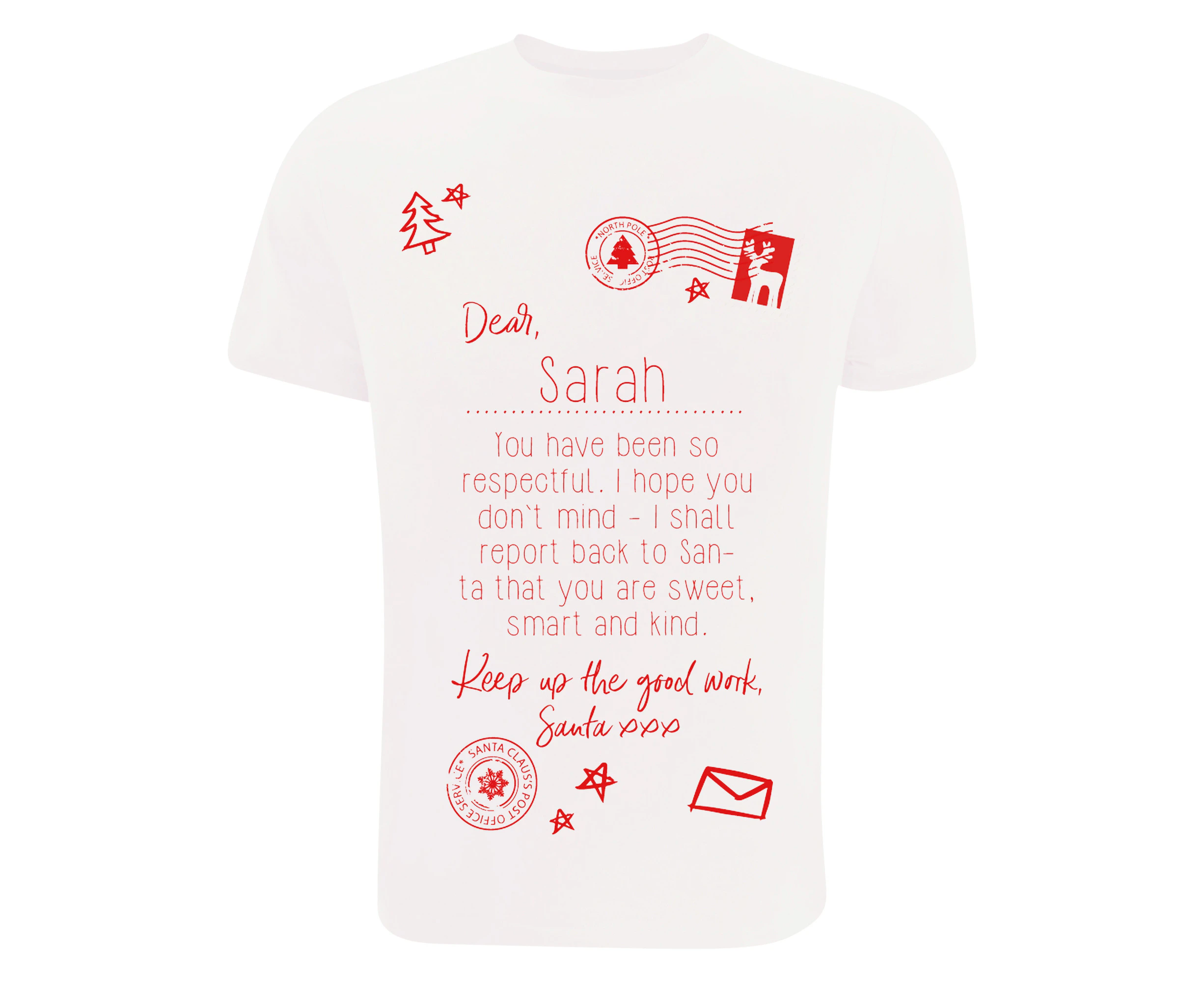 Christmas Shop Personalisable Childrens/Kids Letter To Santa Tee (White) - RW5838