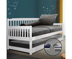 Artiss Single Wooden Timber Sofa Trundle Bed Frame FISHER Mattress Daybed Kids