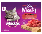 2 x 12pk Whiskas Adult Wet Cat Food So Meaty Meat Cuts in Gravy 85g
