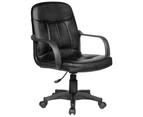New Executive Office Computer Chair Premium PU Faux Leather Low Back Work Black