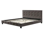 King Size Bed Frame Nadine Brown Upholstered Premium Fabric Texture Furniture