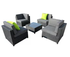 Wicker Rattan Sofa 5PC Set Black Couch Lounge Outdoor Garden Furniture Legian