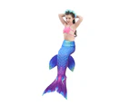 WJS 3pcs Swimmable Mermaid Tail Kids Girls Princess Bikini Set Swimsuit Swimwear - JP75