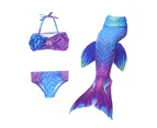 WJS 3pcs Swimmable Mermaid Tail Kids Girls Princess Bikini Set Swimsuit Swimwear - JP99