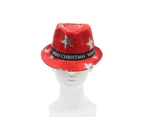 Adult Unisex Christmas Xmas Novelty Hat Party Wear [ Sequin Fedora (Red)]
