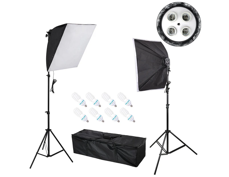 Yescom Photography Continuous Lighting Kit 4 Head Soft Box Light Stand 2 Softbox 8pcs 55W Daylight Bulb Studio
