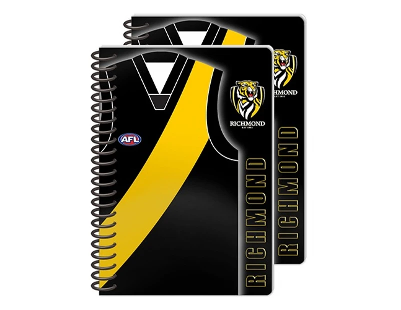 Richmond Tigers AFL 2 Pack Spiral Bound A5 Notebooks