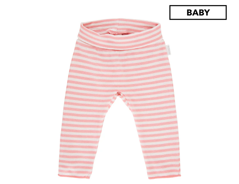 Bonds Baby Newbies Rib Leggings - Pink/White Stripe
