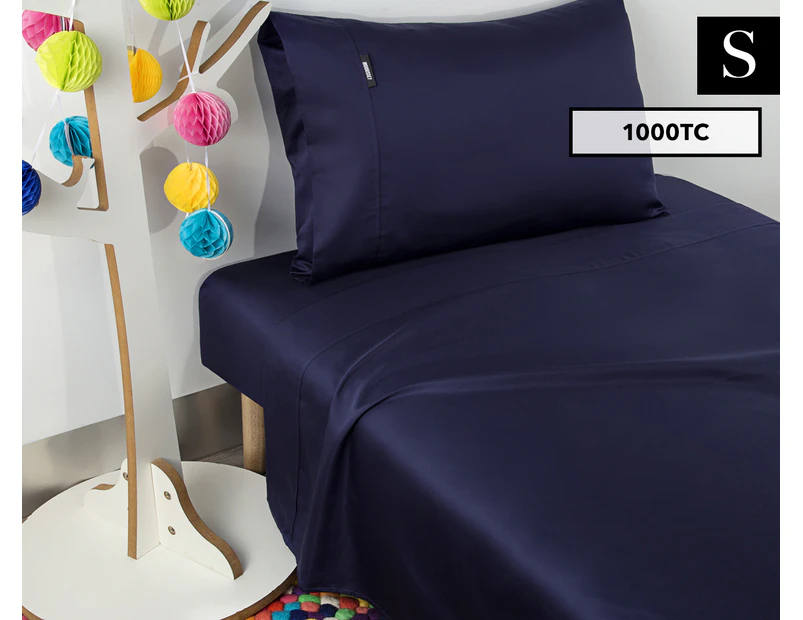 Morrissey 1000TC Cotton Rich Single Bed Sheet Set - Navy