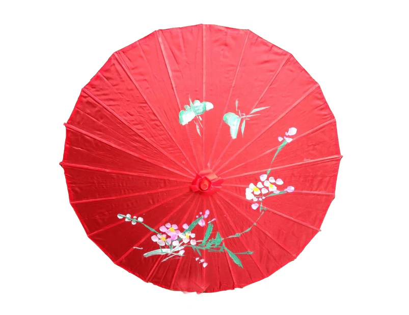 6x Chinese Japanese Bamboo Parasol Umbrella - Red