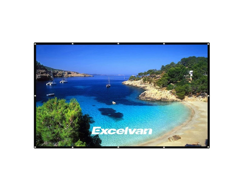 Excelvan 72 Inch 16:9 Collapsible White Portable Projector Cloth Screen With Hanging Hole For Home And Outdoor Use-Black White