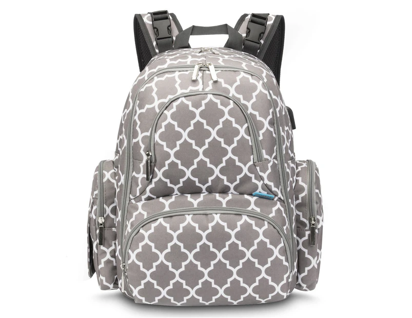 CoolBELL Unisex Nylon Water-Resistant Baby Diaper Backpack-Grey wave