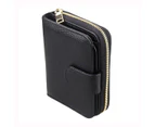 OUTNICE Men's Genuine Cowhide Leather Extra Capacity Bifold Wallet for Women - Black