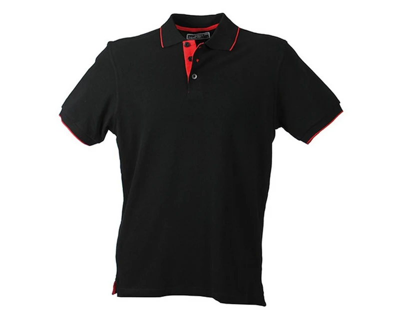 James And Nicholson Unisex Campus Polo (Black/Red) - FU443